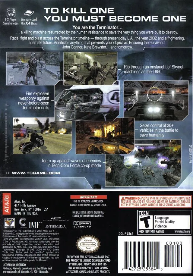 Terminator 3: The Redemption box back