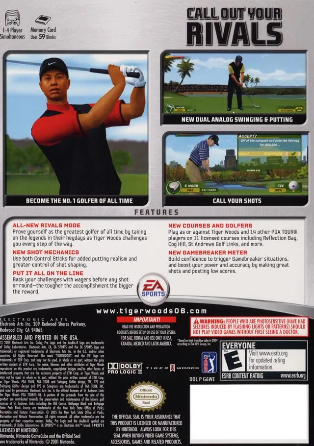 Tiger Woods PGA Tour 06 box back