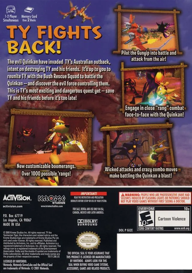 Ty the Tasmanian Tiger 3: Night of the Quinkan box back