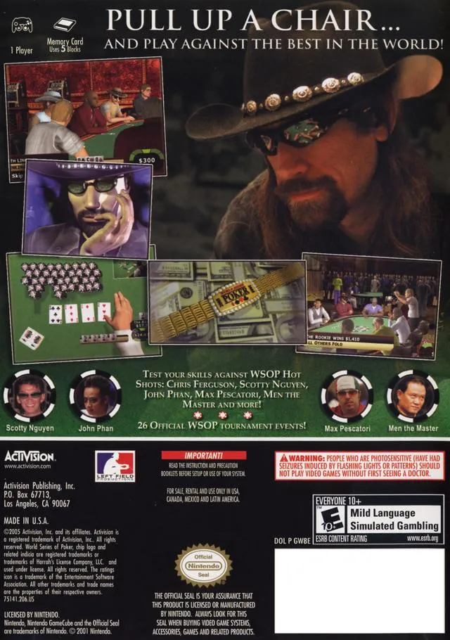 World Series of Poker box back