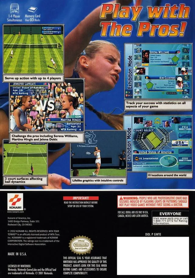 WTA Tour Tennis box back