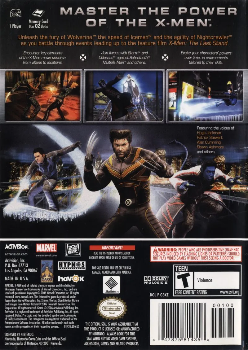 X-Men: The Official Game box back