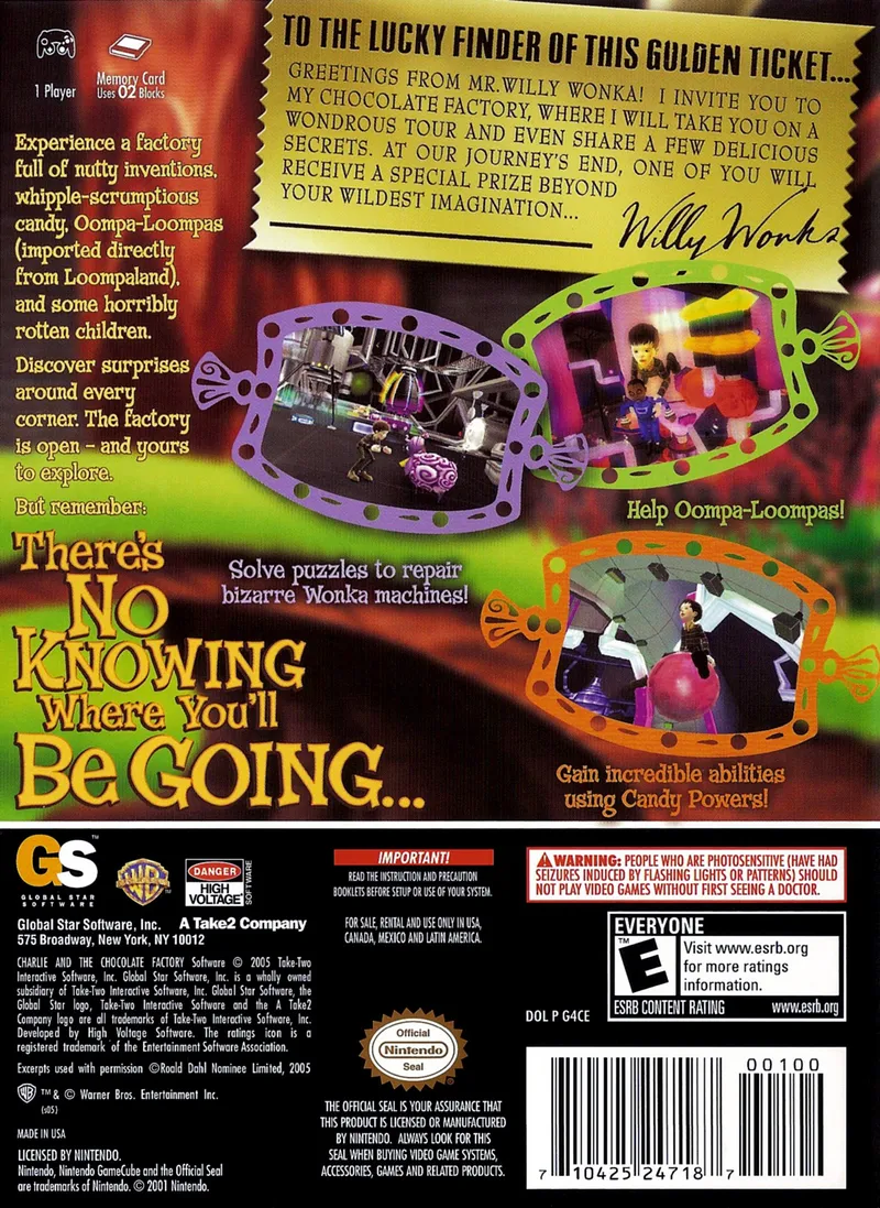 Charlie and the Chocolate Factory box back