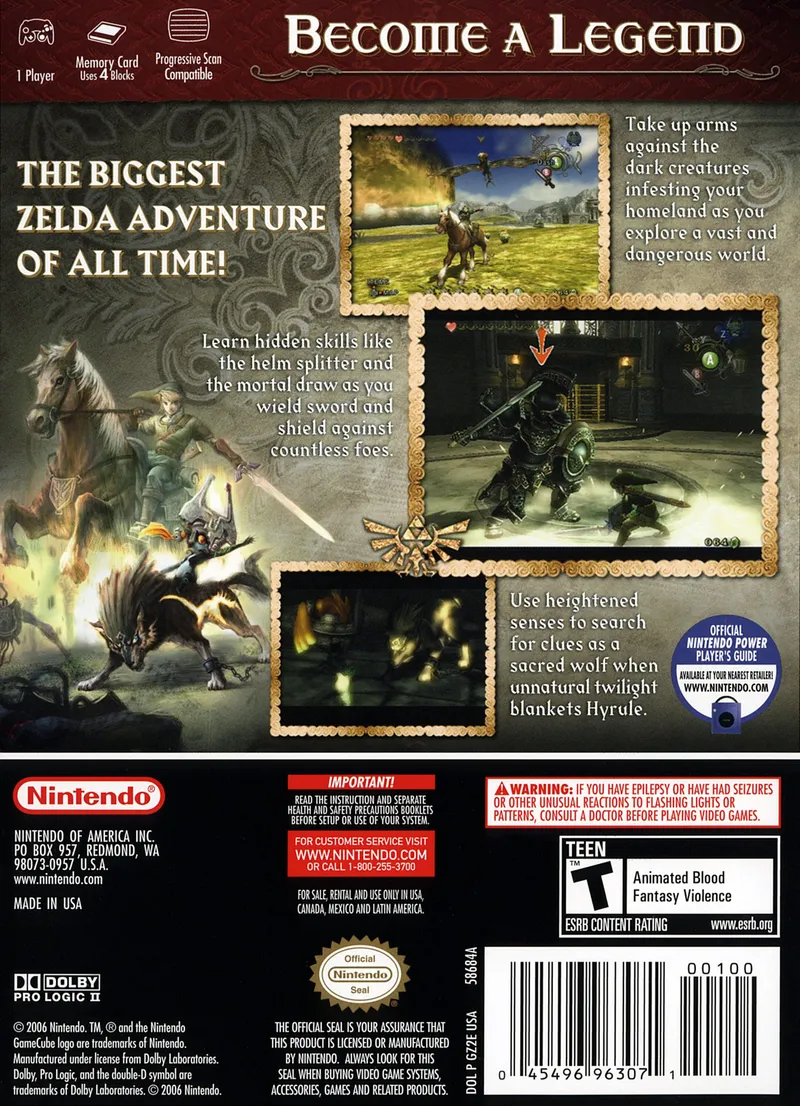 The Legend of Zelda: Twilight Princess box back