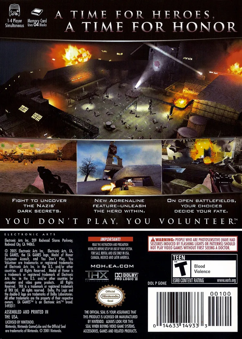 Medal of Honor: European Assault box back