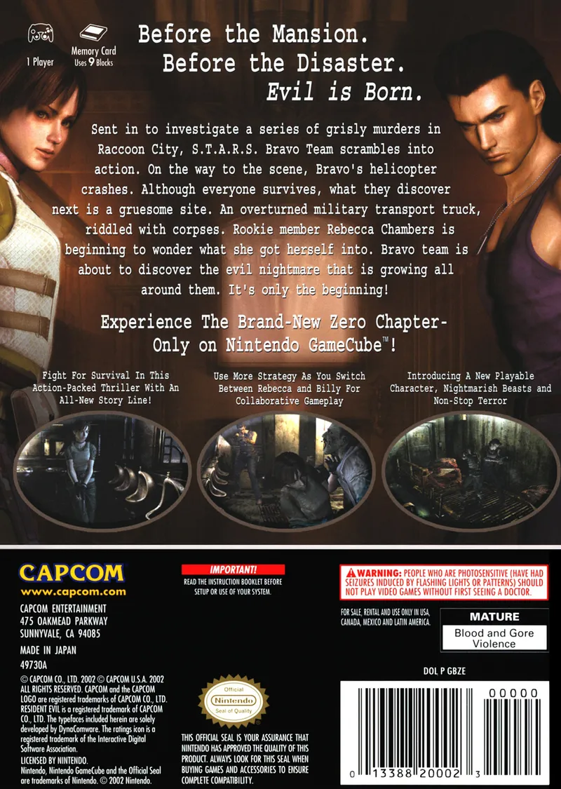 Resident Evil Zero box back