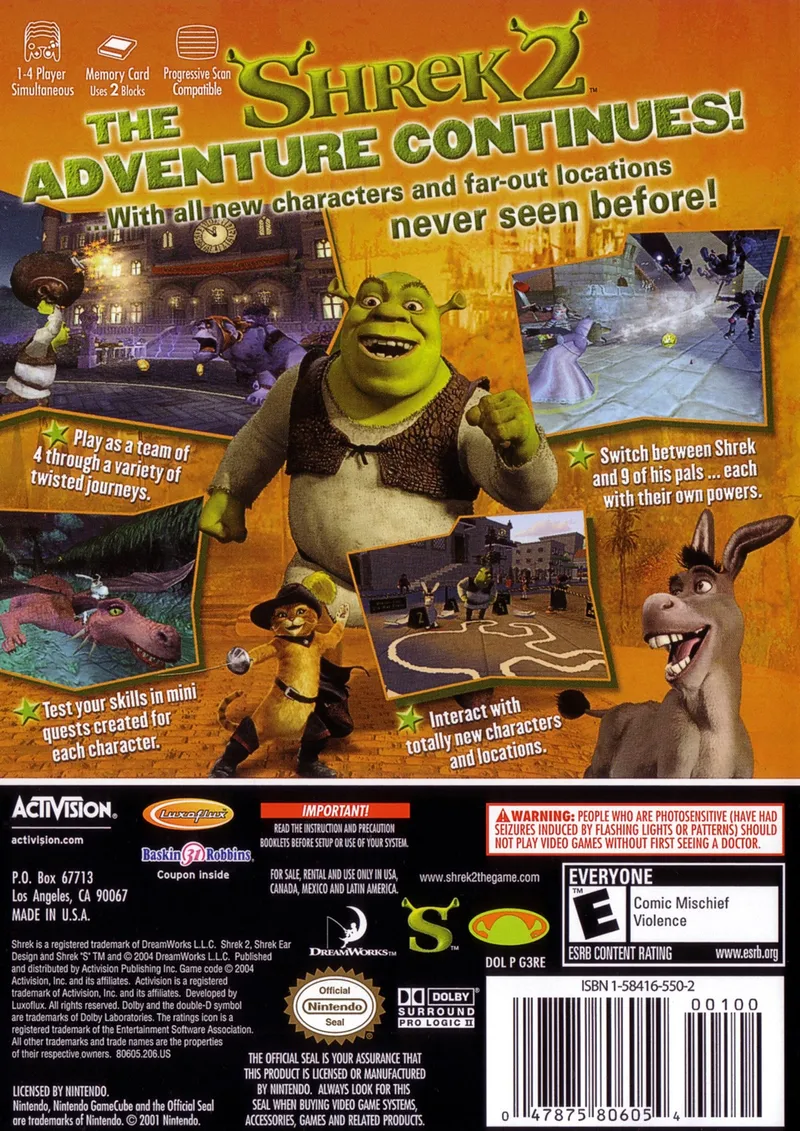 Shrek 2 box back