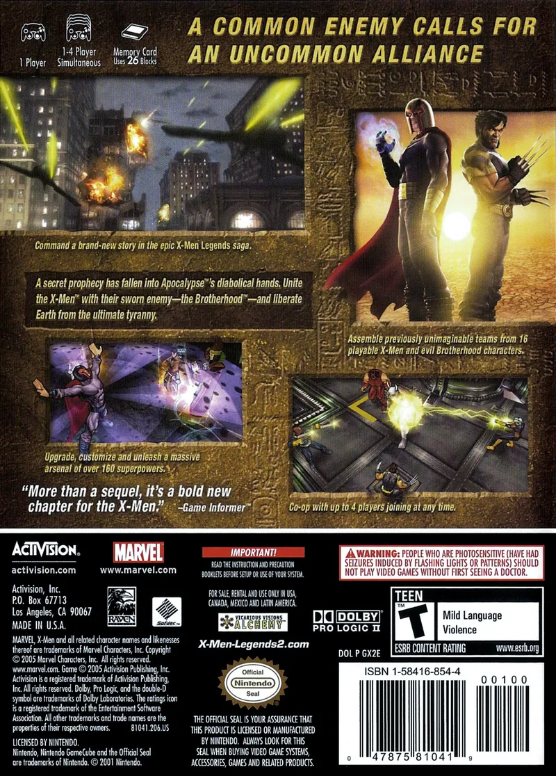 X-Men Legends II: Rise of Apocalypse box back