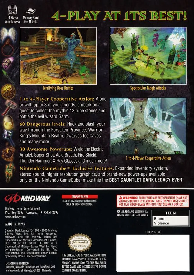 Gauntlet: Dark Legacy box back