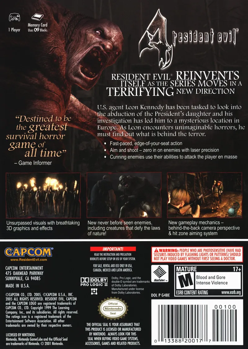 Resident Evil 4 box back