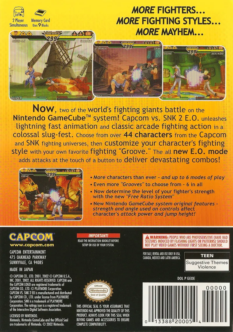 Capcom vs. SNK 2: EO box back