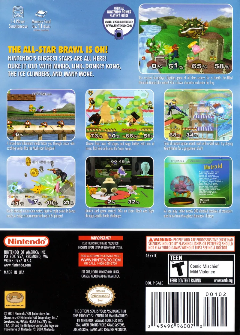 Super Smash Bros. Melee box back