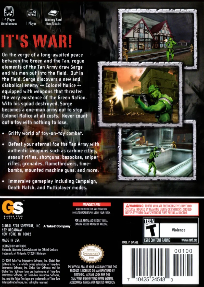 Army Men: Sarge's War box back