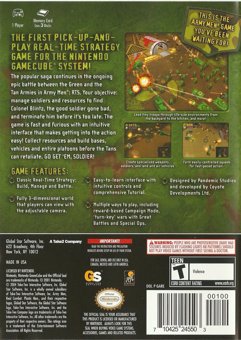 Army Men: RTS box back