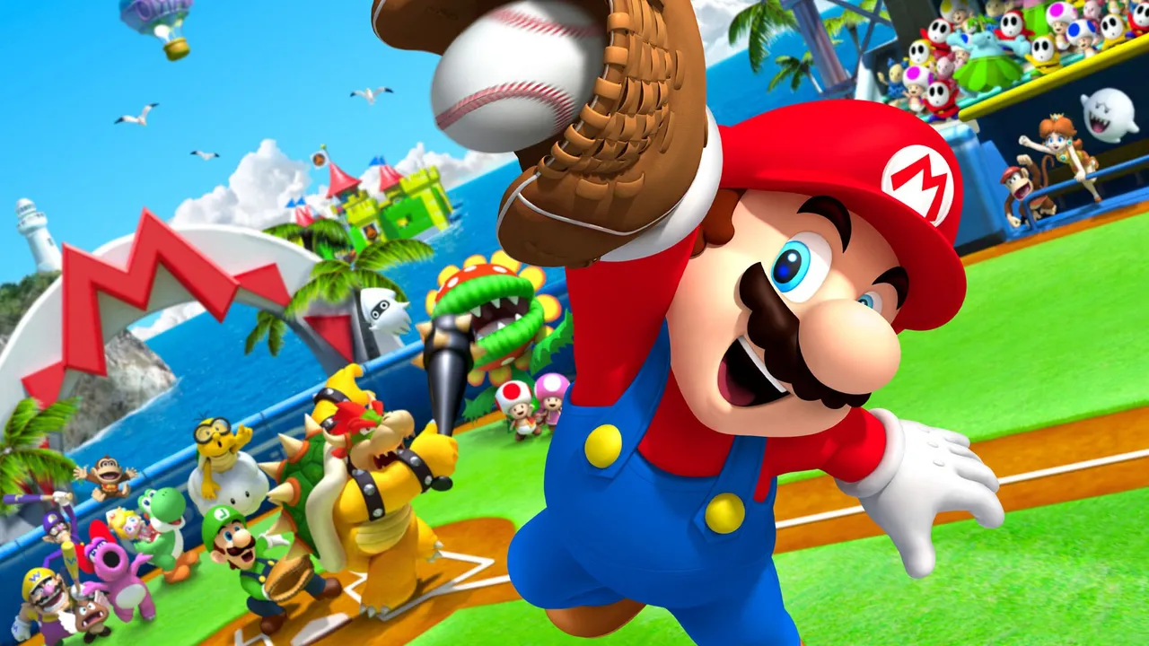 Backdrop artwork for Mario Superstar Baseball