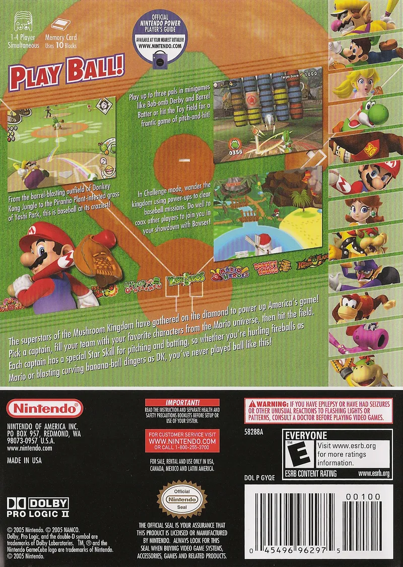 Mario Superstar Baseball box back