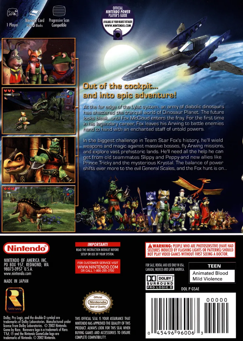 Star Fox Adventures box back