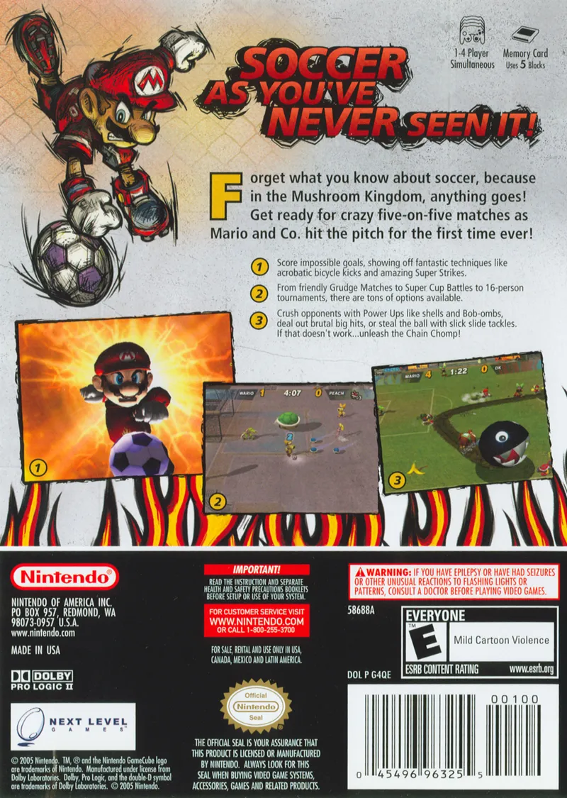Super Mario Strikers box back