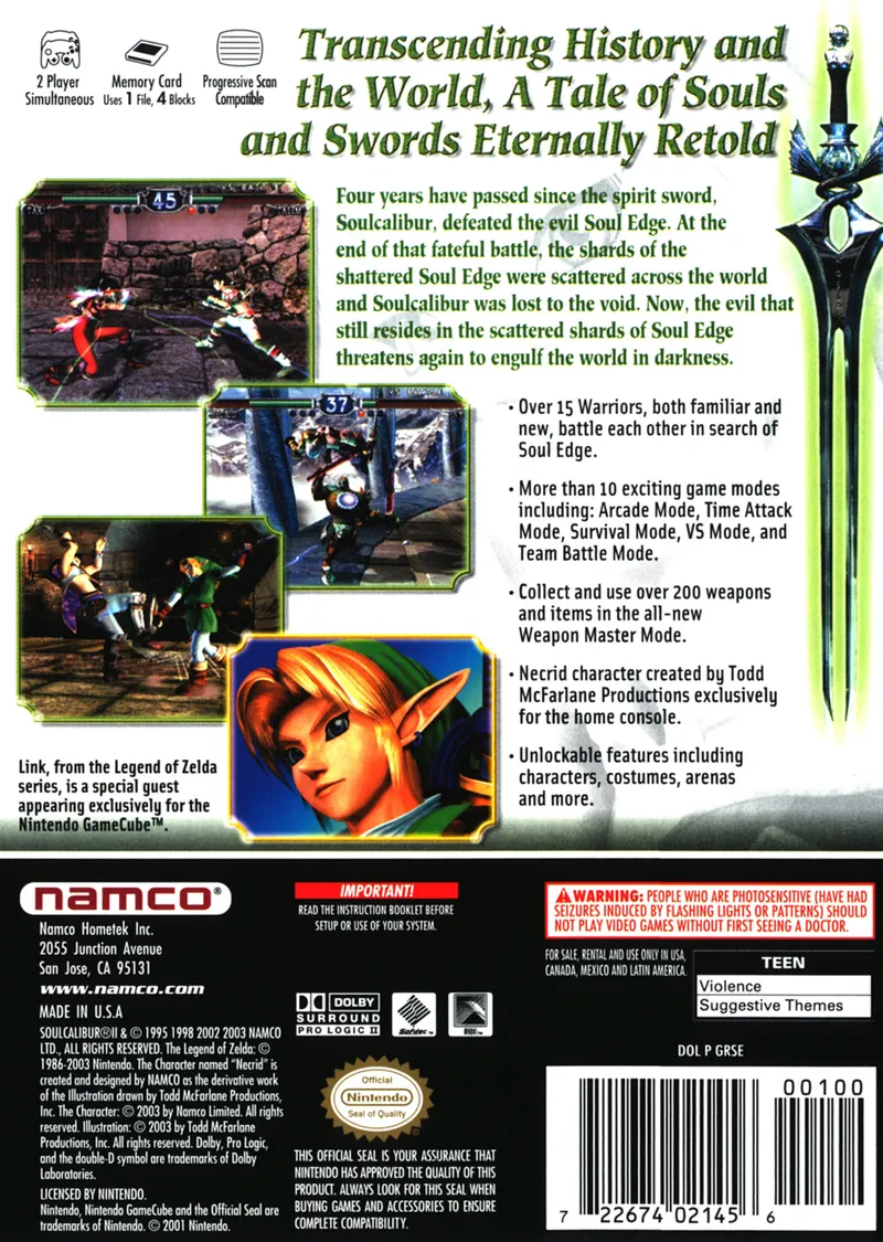 SoulCalibur II box back