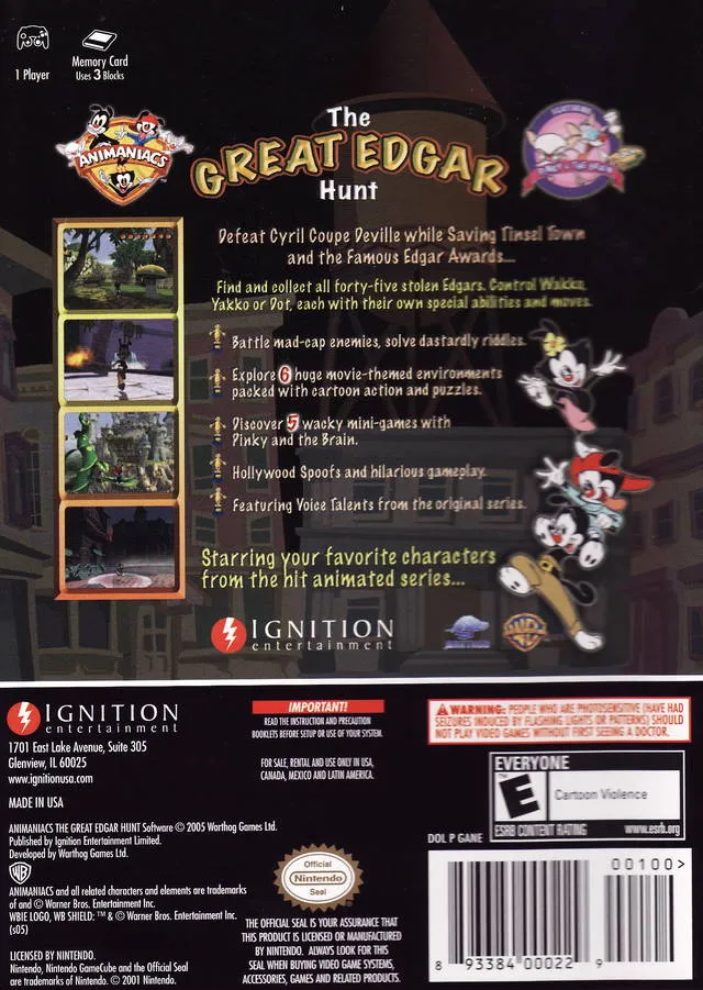 Animaniacs: The Great Edgar Hunt box back