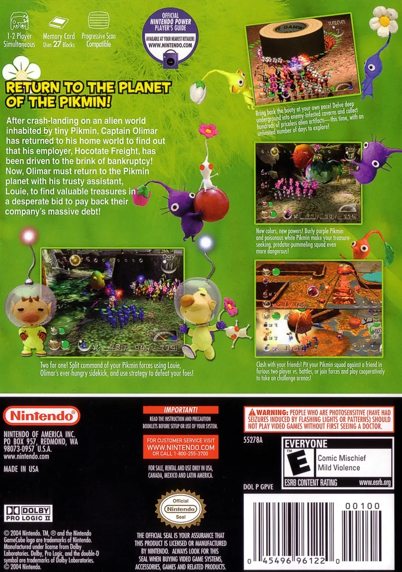 Pikmin 2 box back