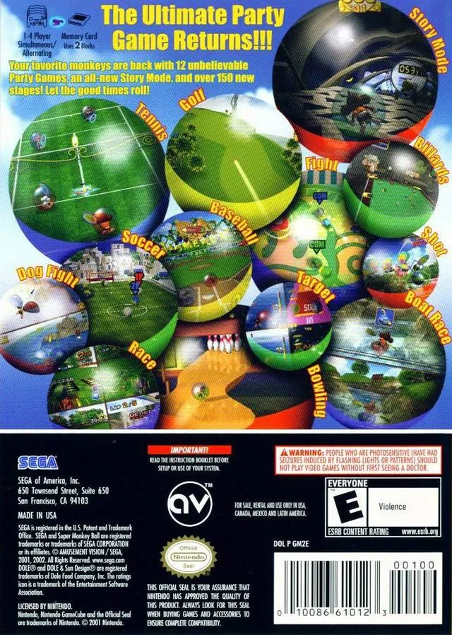 Super Monkey Ball box back