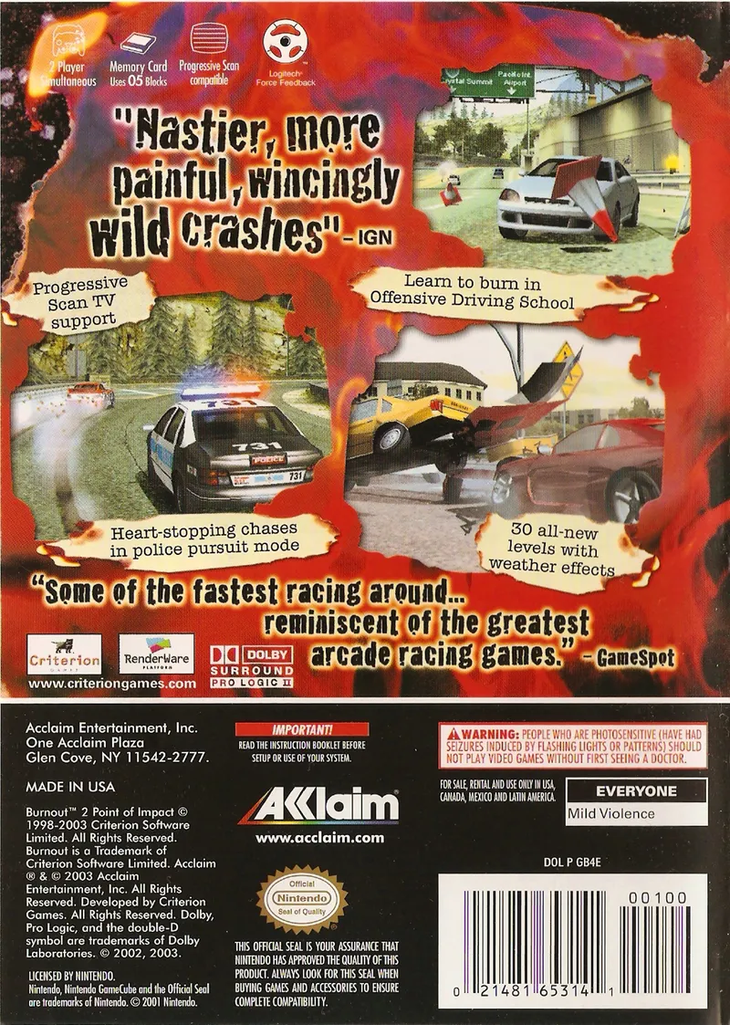 Burnout 2: Point of Impact box back