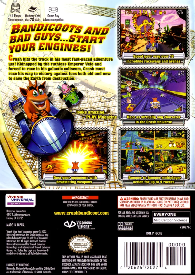 Crash Nitro Kart box back