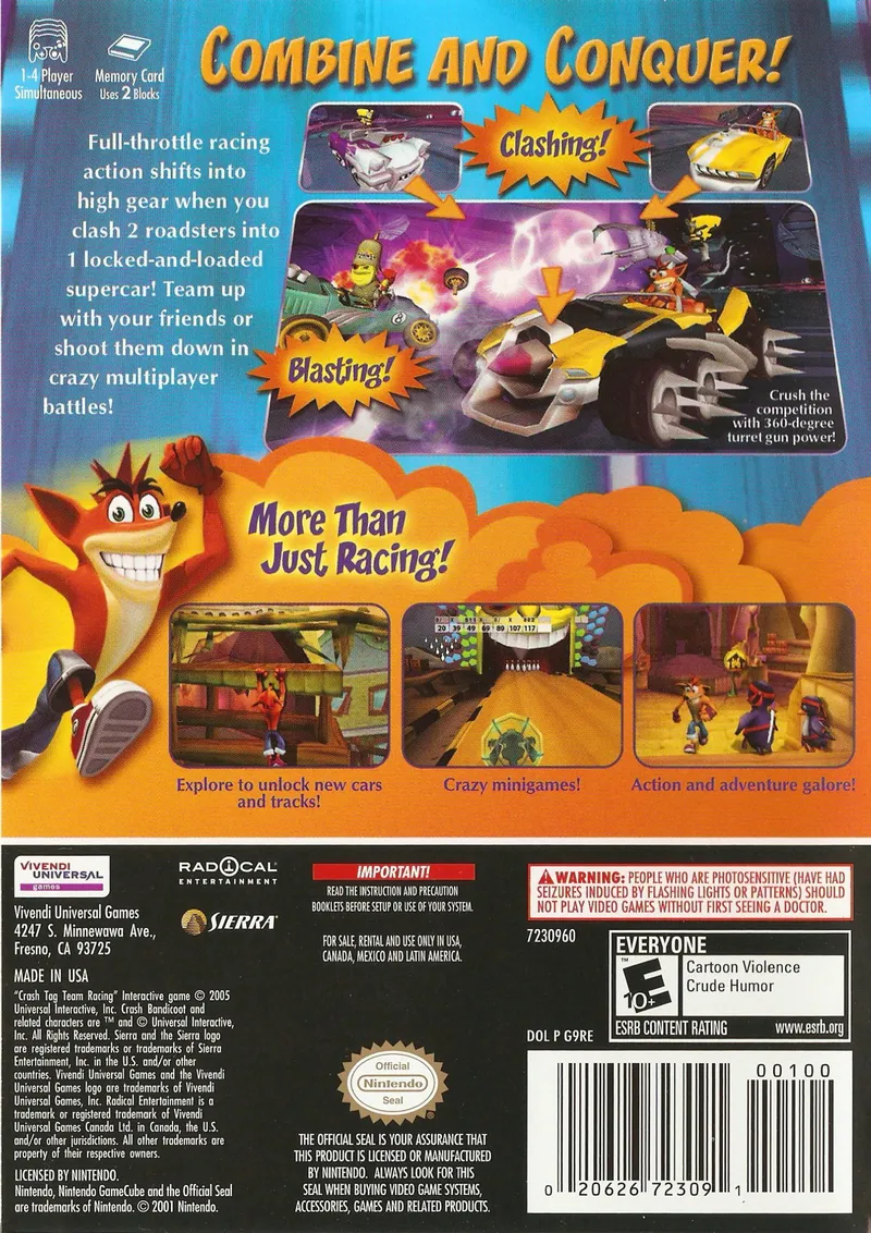 Crash Tag Team Racing box back
