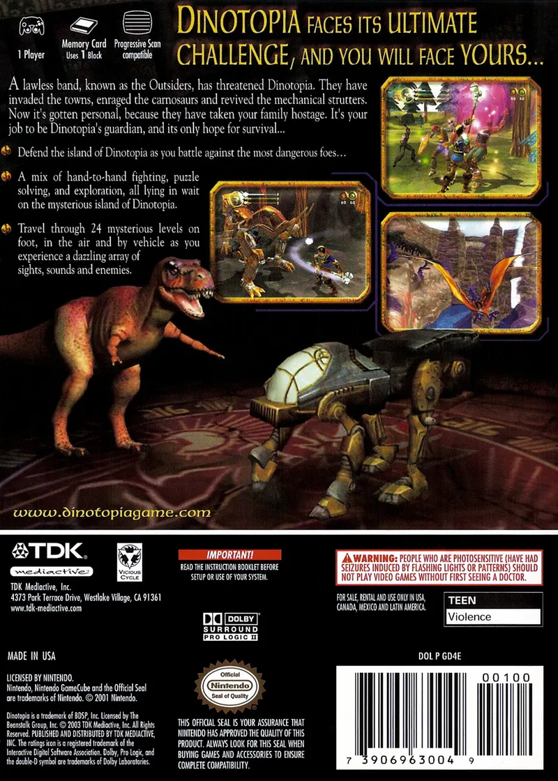 Dinotopia: The Sunstone Odyssey box back