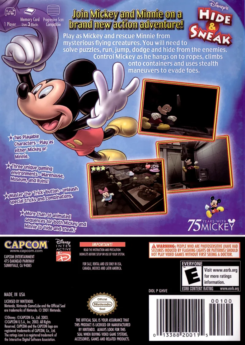 Disney's Hide & Sneak box back