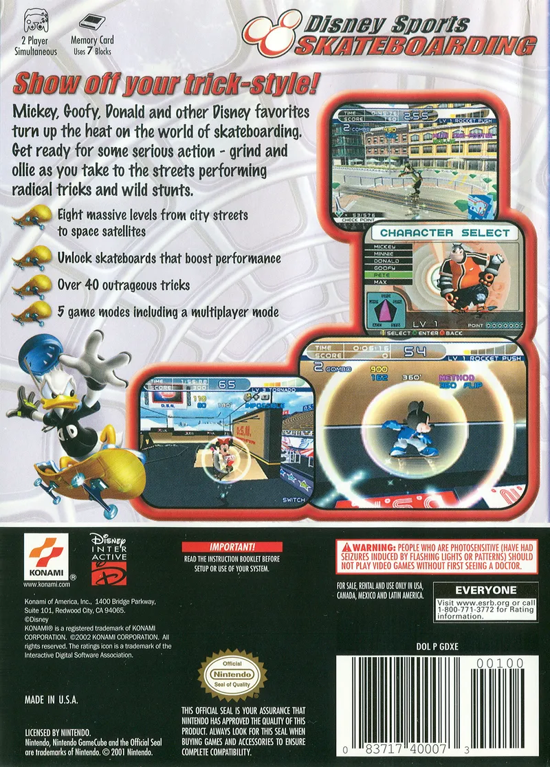 Disney Sports: Skateboarding box back