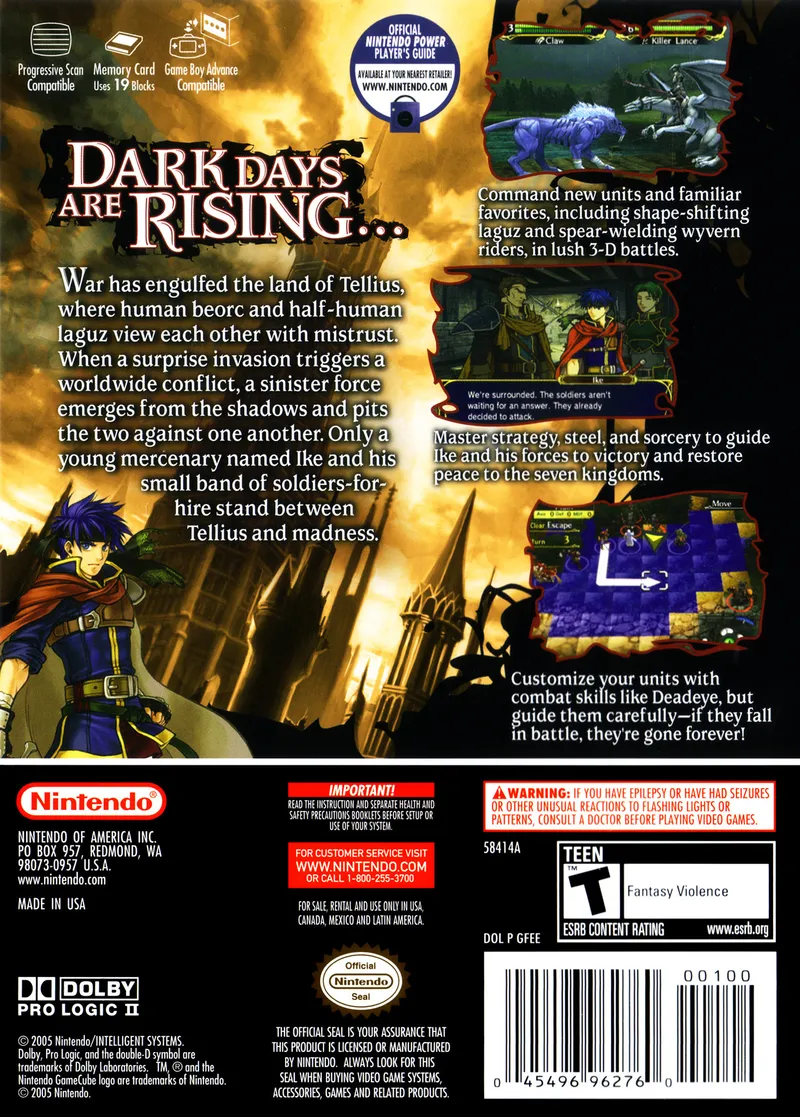 Fire Emblem: Path of Radiance box back