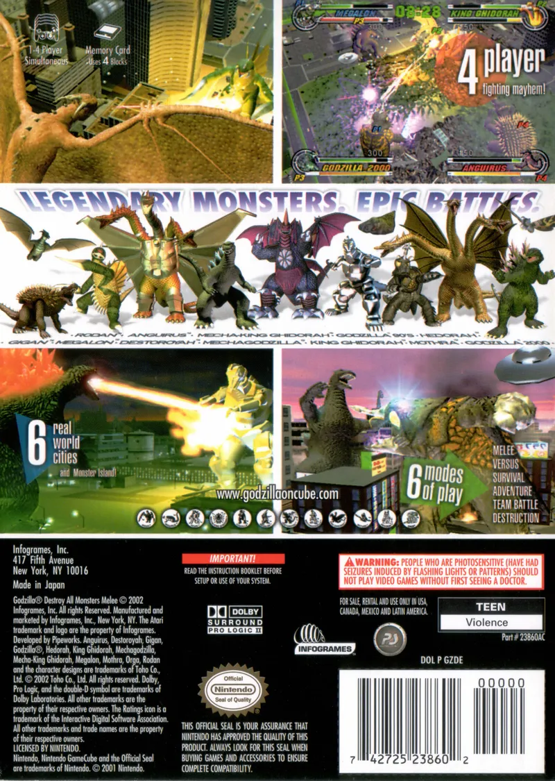 Godzilla: Destroy All Monsters Melee box back