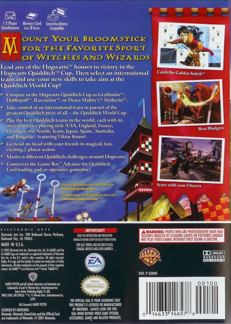 Harry Potter: Quidditch World Cup box back