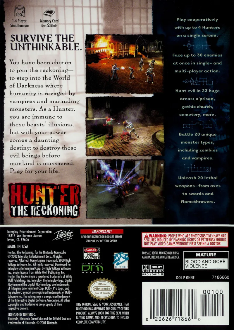 Hunter: The Reckoning box back