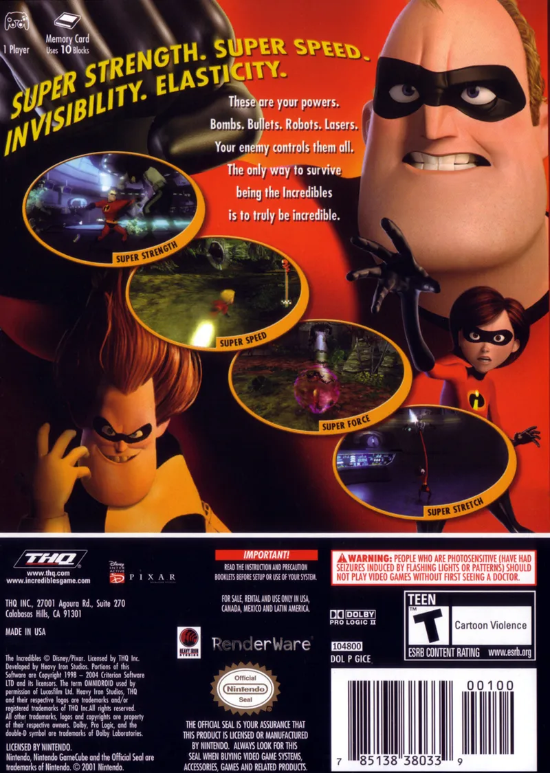 The Incredibles box back