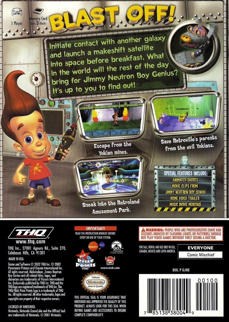 Jimmy Neutron: Boy Genius box back