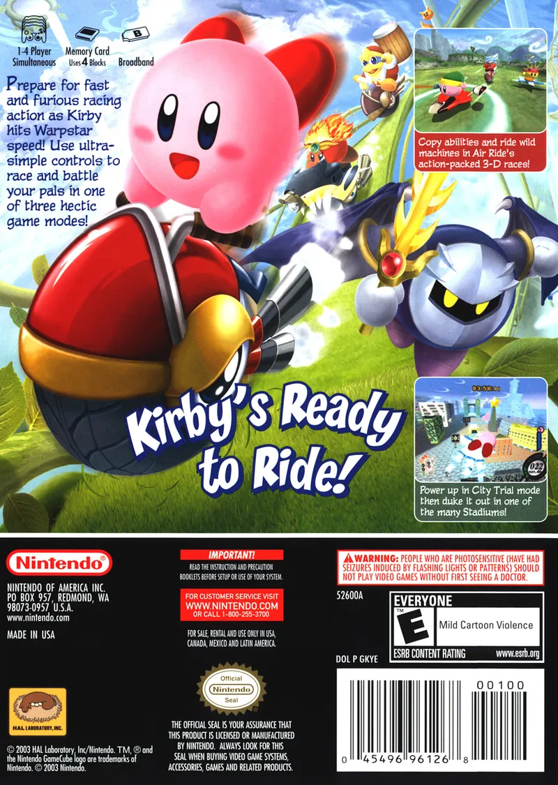 Kirby Air Ride box back