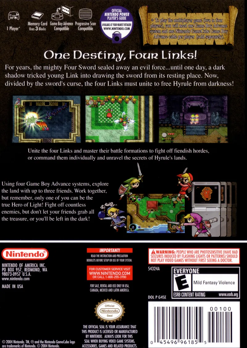 The Legend of Zelda: Four Swords Adventures box back