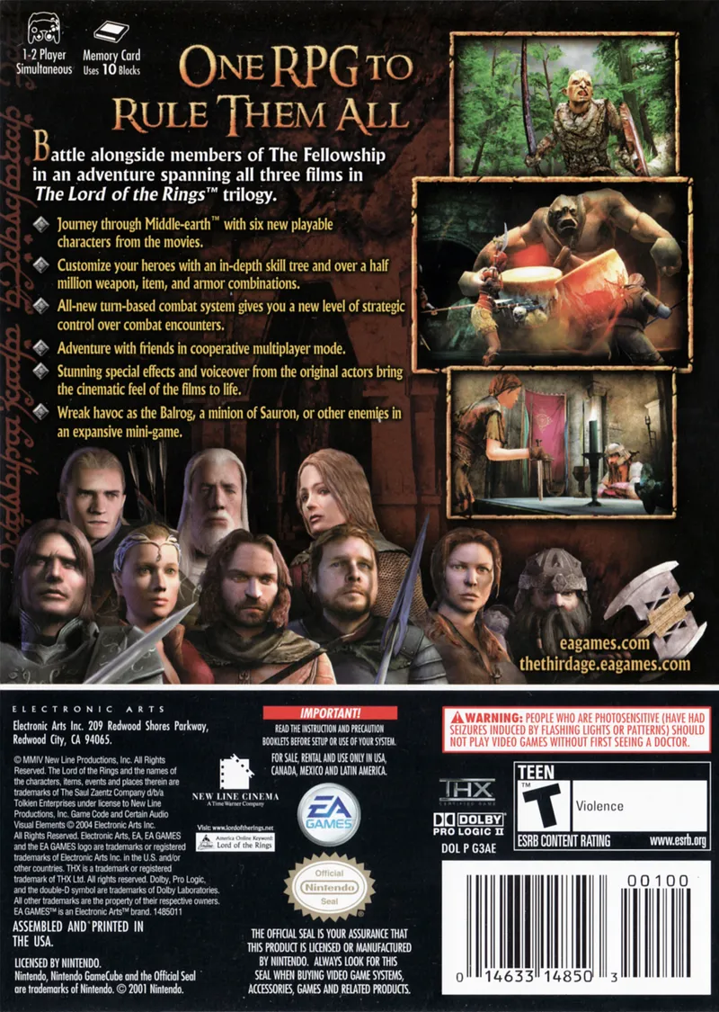 The Lord of the Rings: The Third Age box back