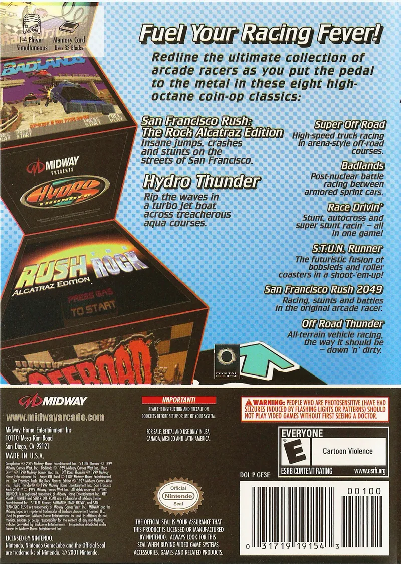 Midway Arcade Treasures 3 box back