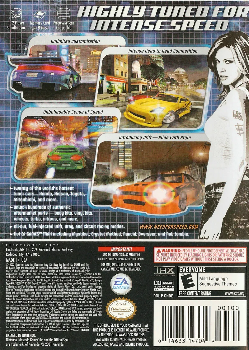 Need for Speed: Underground box back
