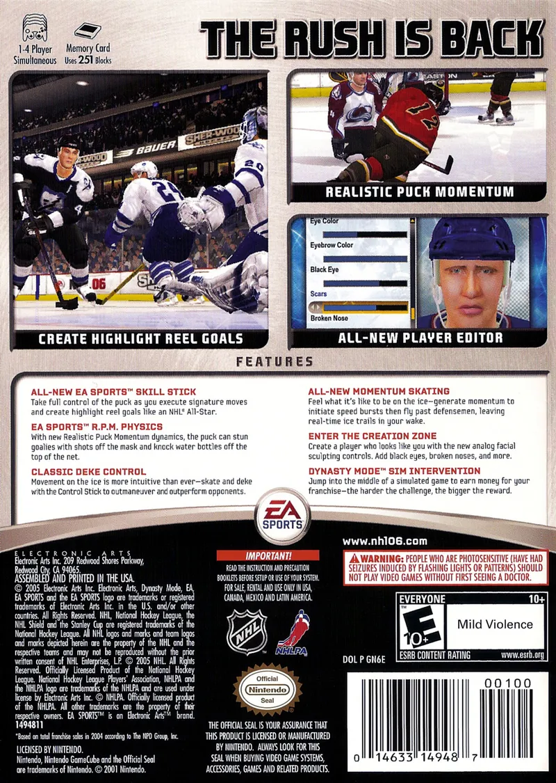 NHL 06 box back