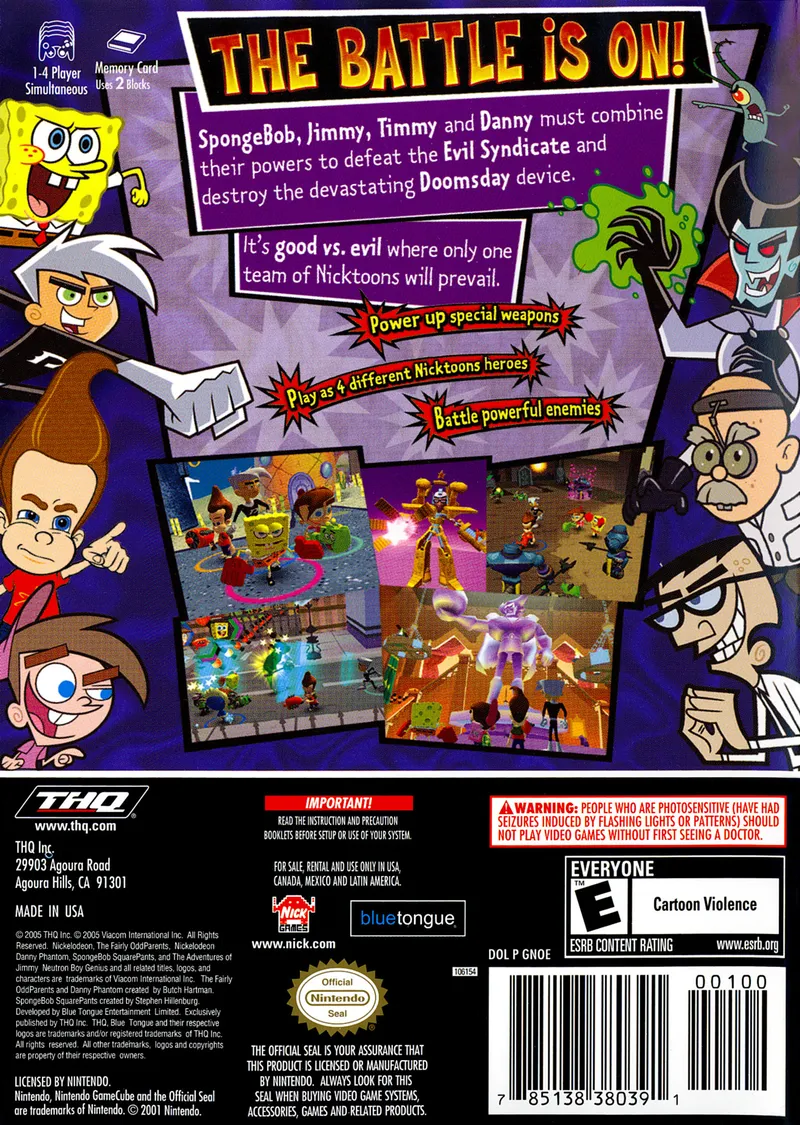 Nicktoons Unite! box back