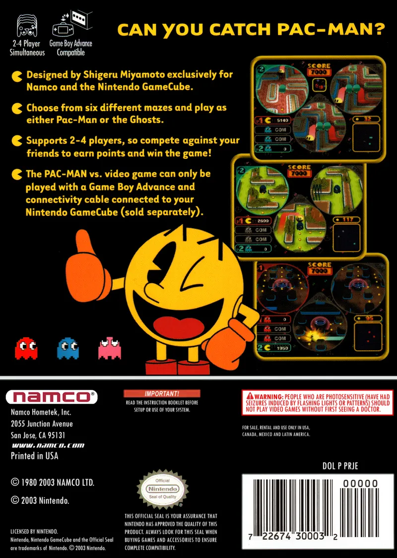 Pac-Man Vs. box back