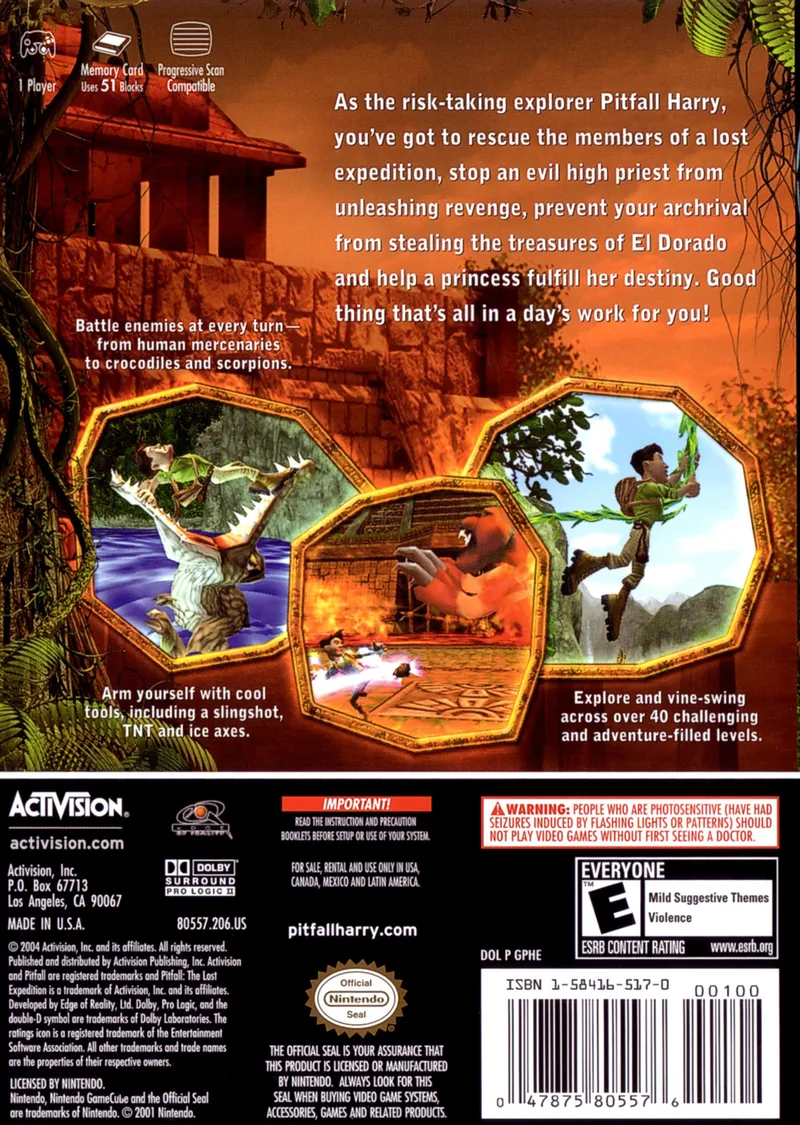 Pitfall: The Lost Expedition box back