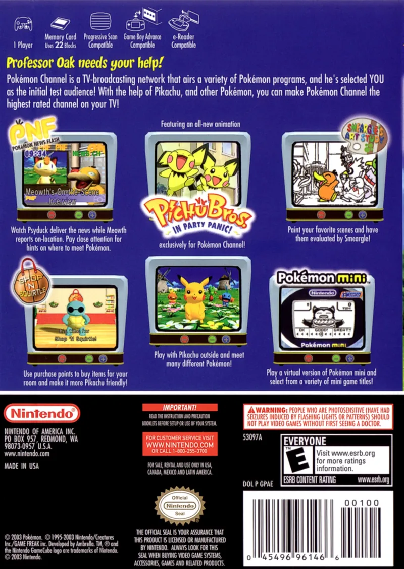 Pokémon Channel box back