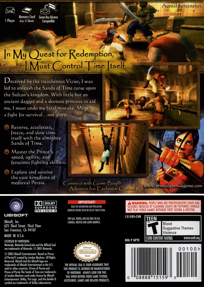 Prince of Persia: The Sands of Time box back