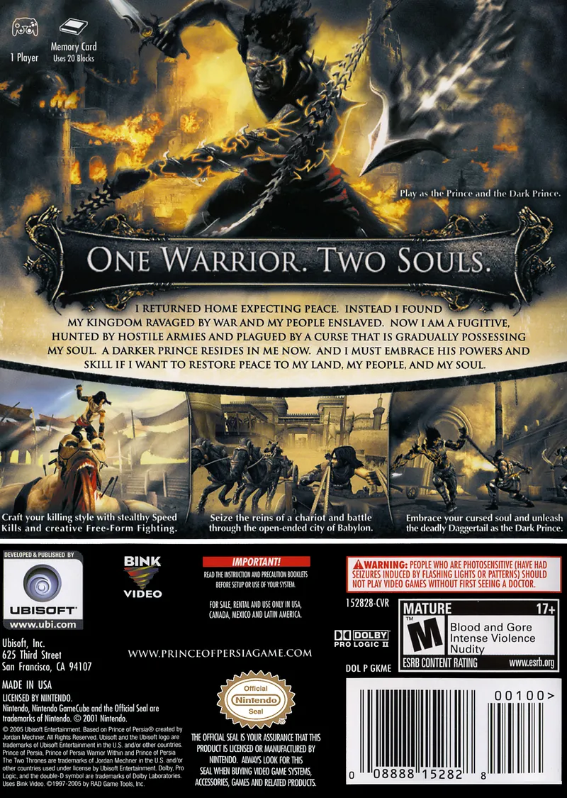 Prince of Persia: The Two Thrones box back